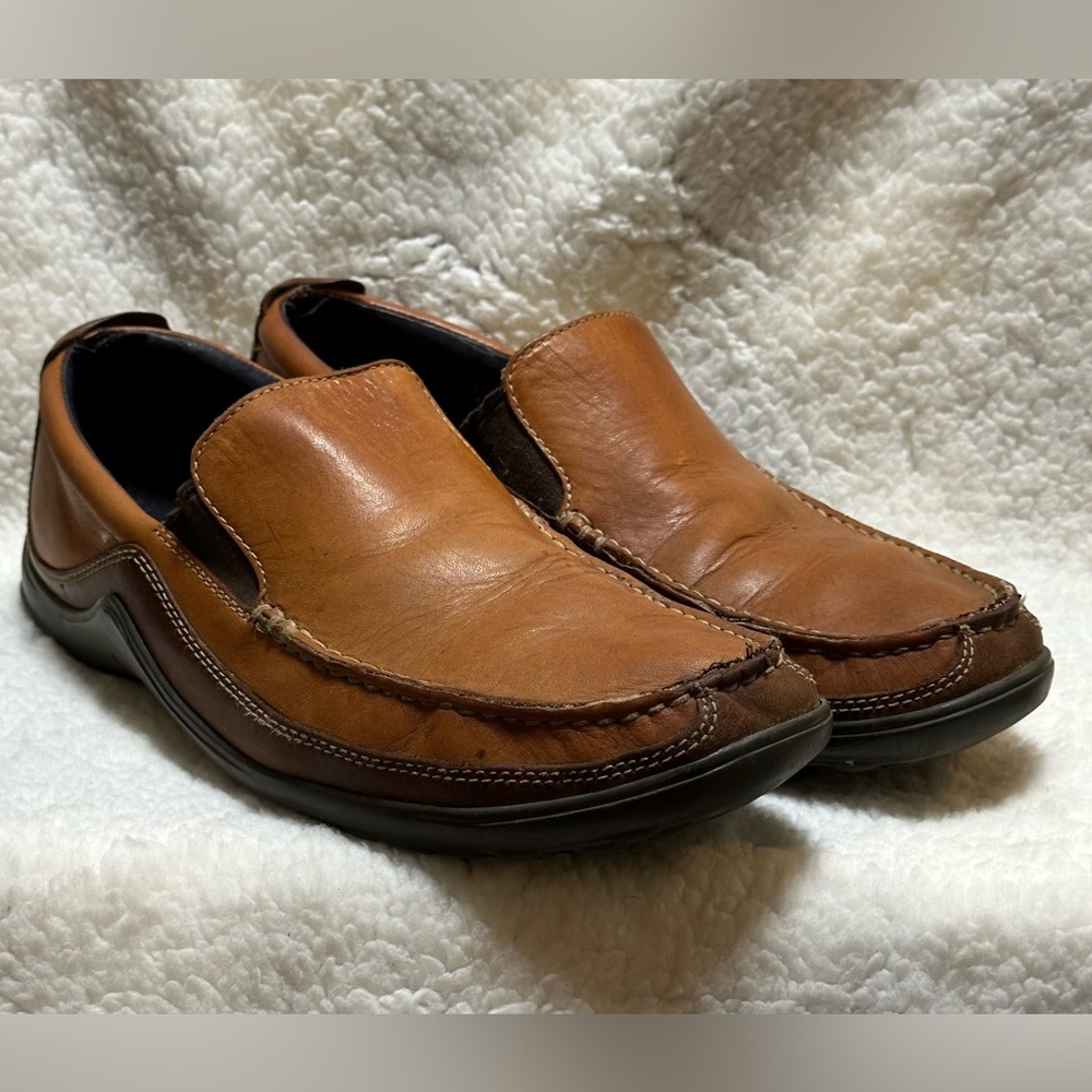 Cole Haan Tucker Venetian Light Brown & Dark Brown Loafers Men's 10M - Flawed - Picture 2 of 13
